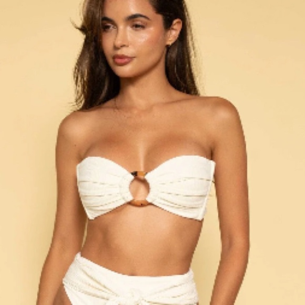 MONTCE  Black Cream Bandeau Bikini Top Only